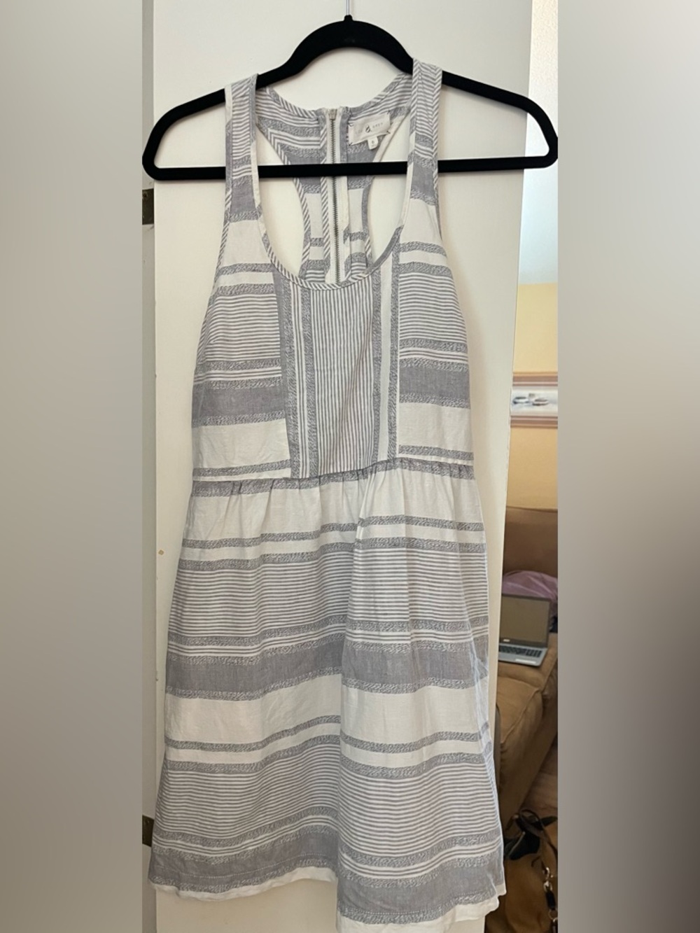 Lou & Grey Striped Sleeveless Linen Racerback Casual Mini Dress  size 6